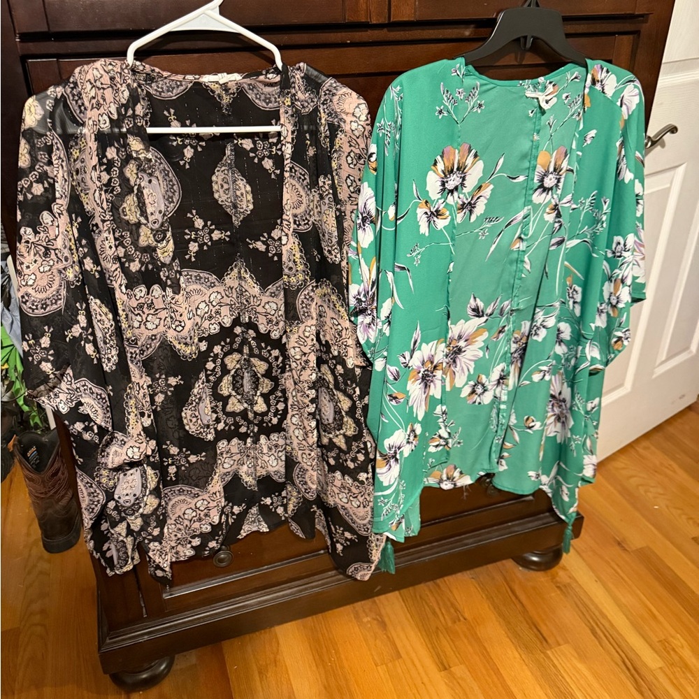 Maurices - 3 floral tunic drapes and one long sleeveless jersey dress.